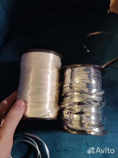 Лента для шаров серебро белый по 100-200м