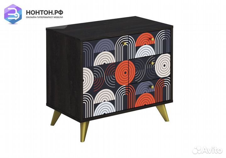 Комод с дверцей Фьюжн vinil / камень угольный