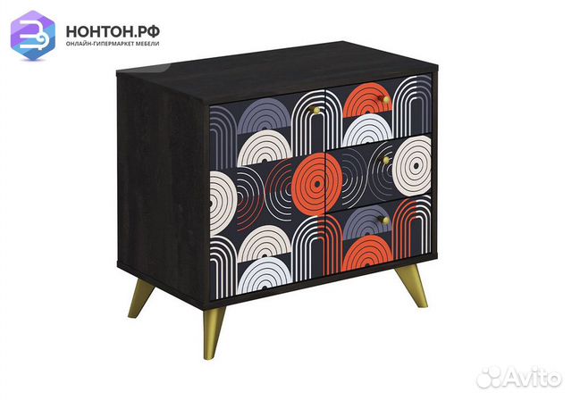 Комод с дверцей Фьюжн vinil / камень угольный