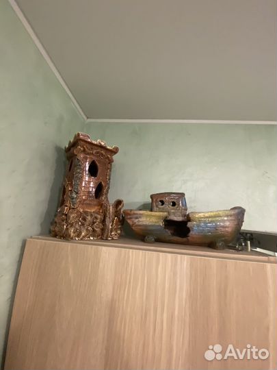 Замок и лодка для аквариума