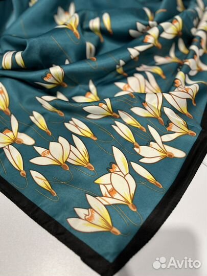 Шелковый платок шаль Valentino темно-бирюзовый