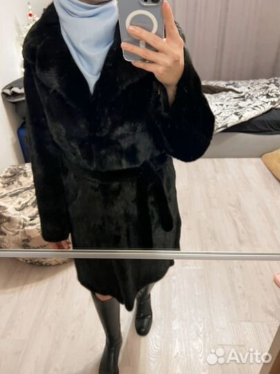 Черная норковая шуба 44 размер