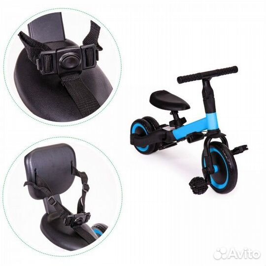 Детский беговел-велосипед 4в1 синий