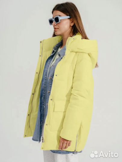 Куртка утепленная оверсайз с капюшоном М46-48