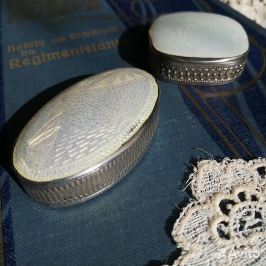 Антикварные таблетницы. Серебро 84, эмаль