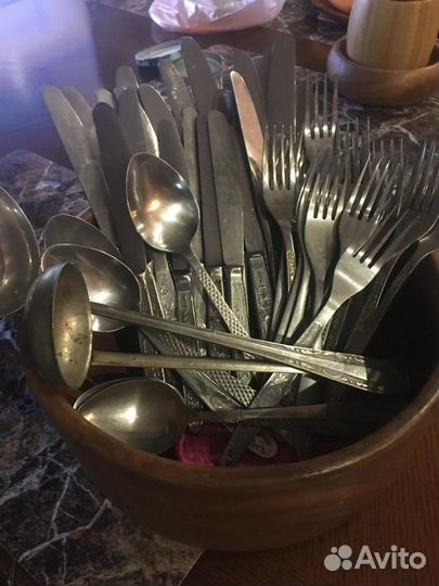 Нож столовый СССР. Вилки. Ложки. Половники