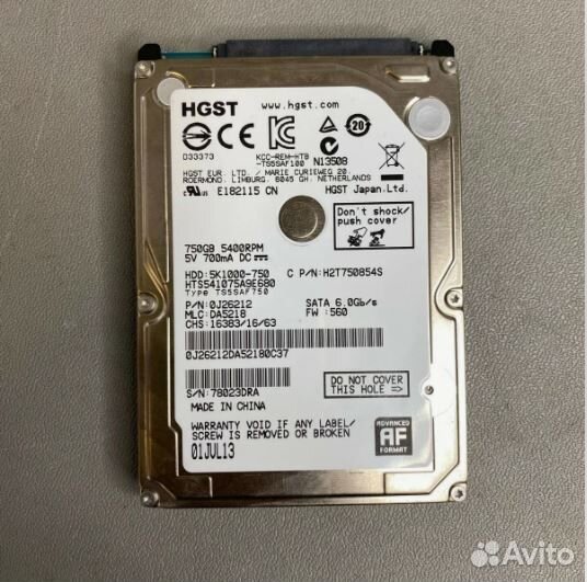 Жесткий диск для ноутбука hgst 750GB