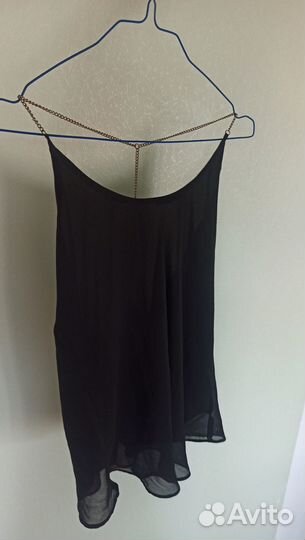 Топ черный бретели цепи BikBok M