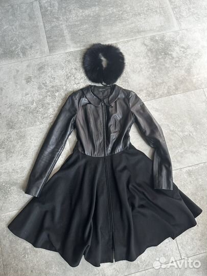 Пальто кожа+драп
