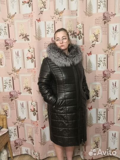 Пальто женское зимнее 52 54 с капюшоном