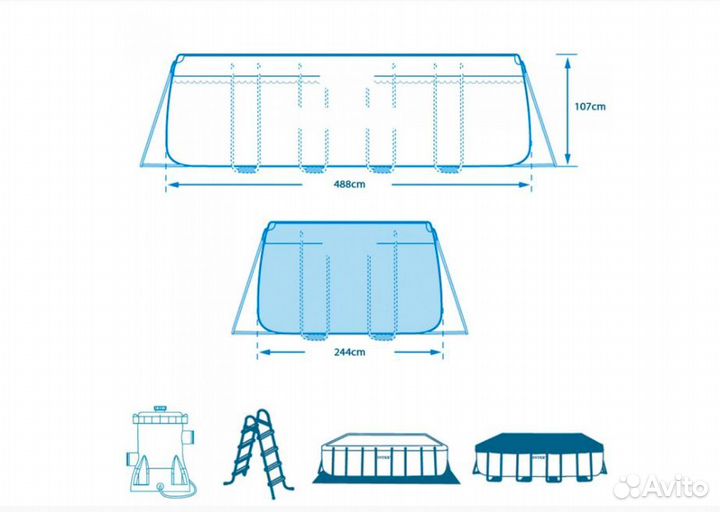 Каркасный бассейн Prism Frame 488х244х107см v.1.1