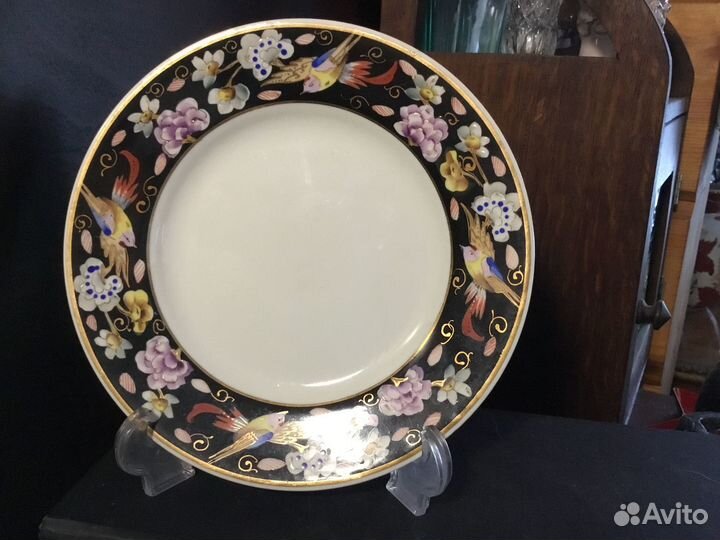 Редчайшая десертная тарелка Вербилки Райские птицы