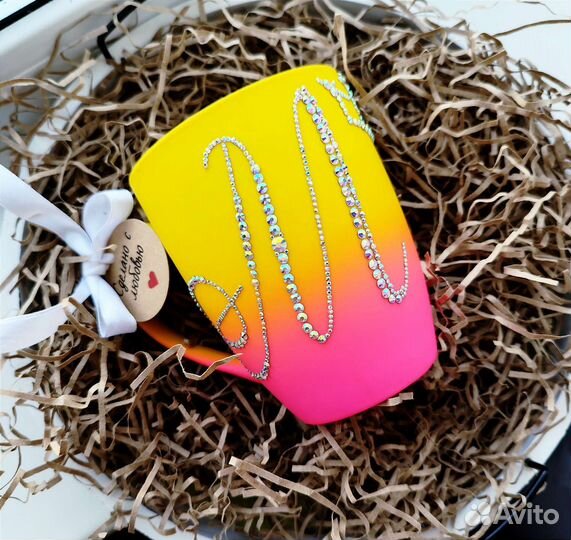 Кружка именная со стразами