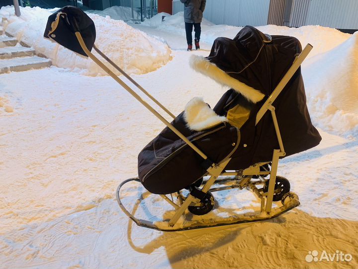 Санки коляска с колесами