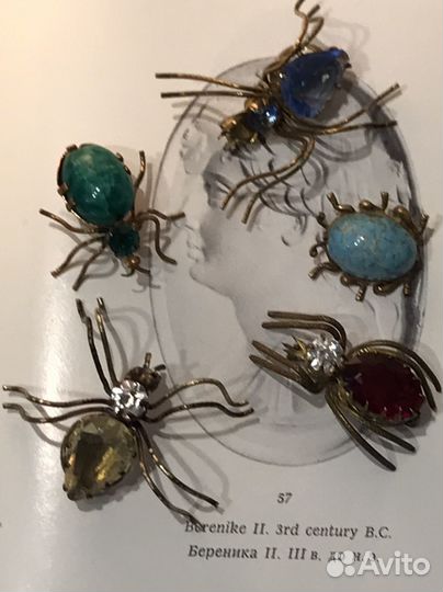 Старинная брошь паук Чехия