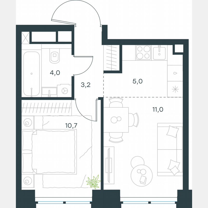 2-к. квартира, 33,9 м², 11/48 эт.