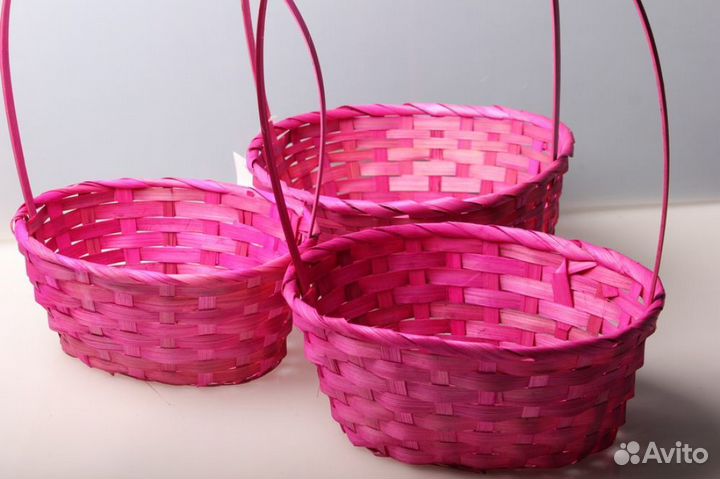 Набор плетеных корзин 3шт. Разноразмерные бамбук