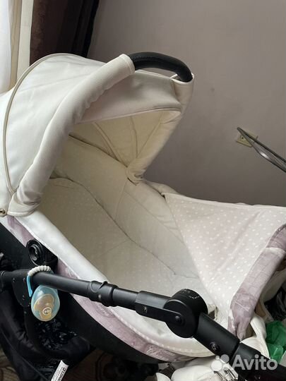 Коляска 2 в 1 эко кожа белая