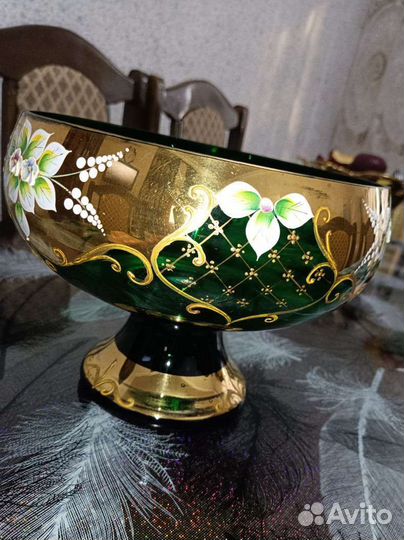 Ваза для фруктов богемия чешская