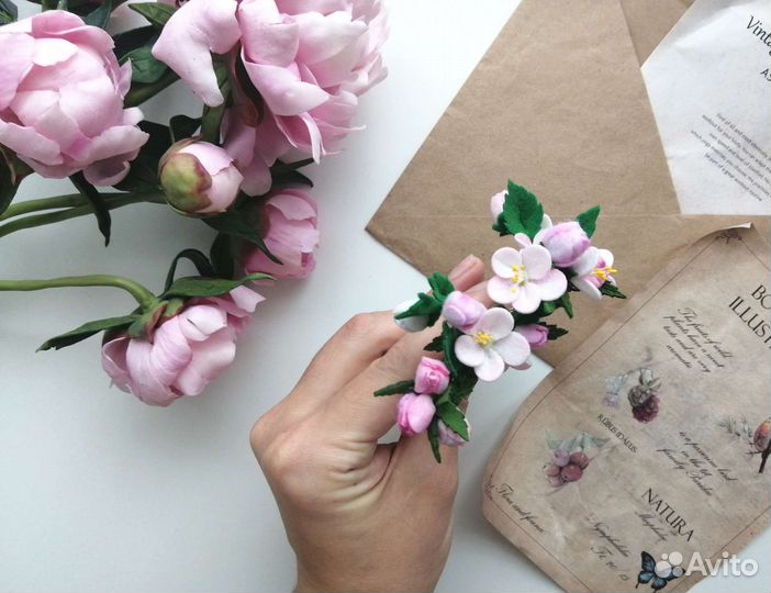 Яблоневый цвет,шпильки для волос,цветы в волосы,6ш