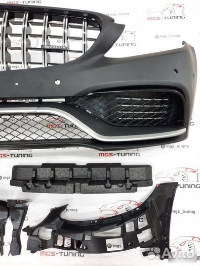 Бампер C63 с решеткой GT AMG на W205 13-18г