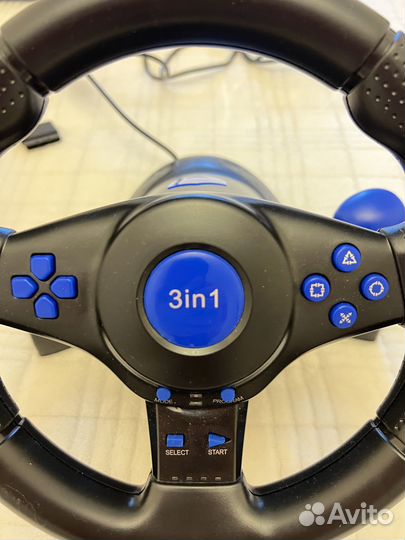 Игровой руль с педалями 3в1 Vibration Steering whe