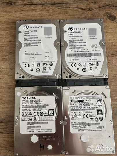 4шт Жестких диска на 500гб для ноутбука