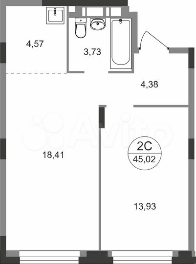 2-к. квартира, 45 м², 10/22 эт.