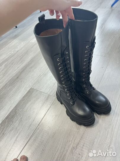 Сапоги ботфорты натуральная кожа 36 весна осень