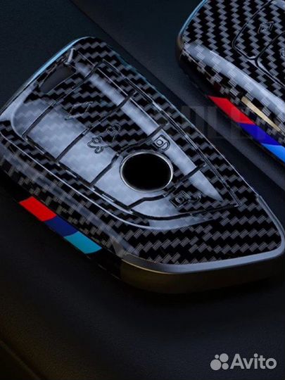Чехол для ключа bmw под карбон m performance рест