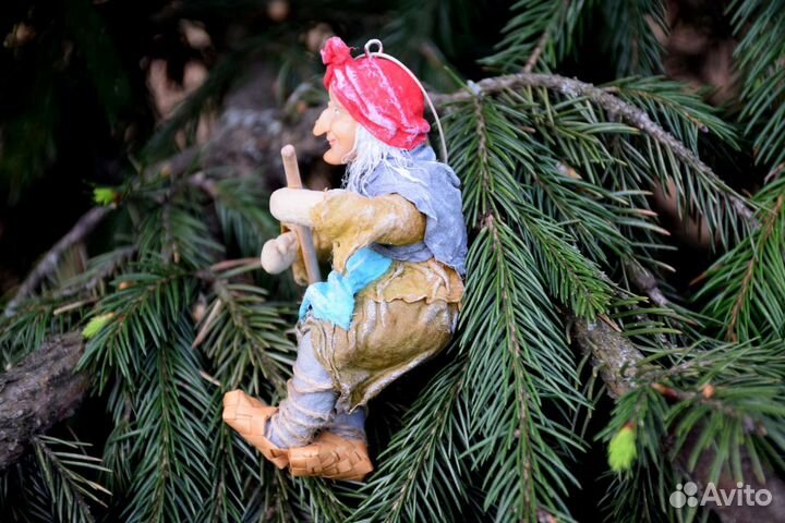 Ватная ёлочная игрушка Баба-Яга