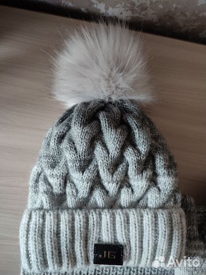 Шапка шарф варежки комплект