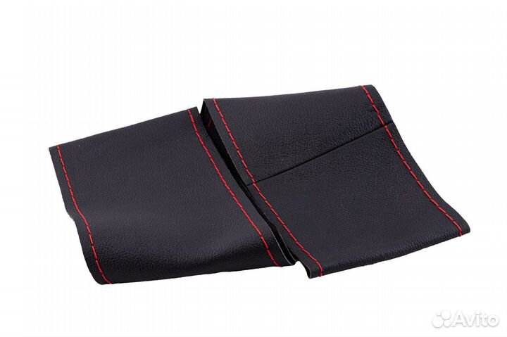 Оплетка на руль с красной ниткой, кожа