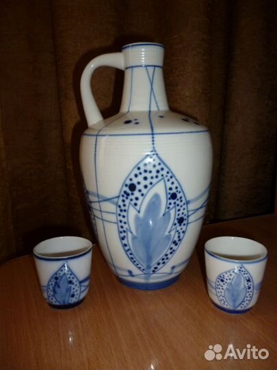 Кувшин Гжель СССР с двумя стопочками