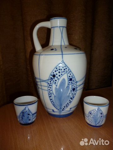 Кувшин Гжель СССР с двумя стопочками