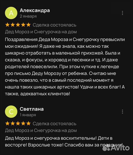 Дед Мороз и Снегурочка на дом