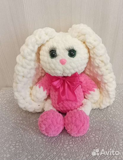 Амигуруми плюшевая, вязаная, зефирная зайка