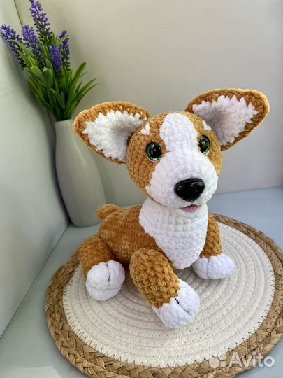 Корги щенок вязаная игрушка