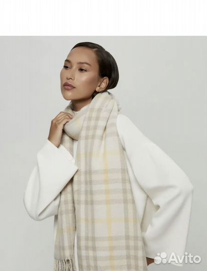 Шарф теплый широкий в клетку
