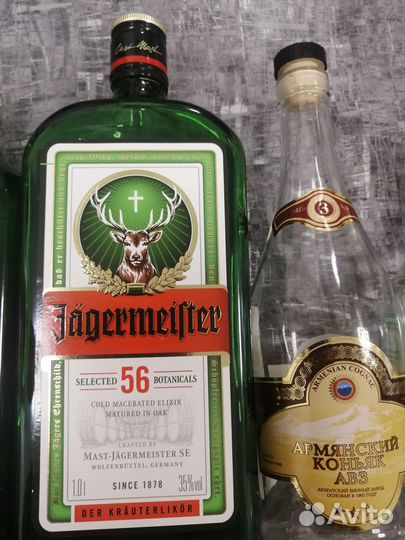 Бутылки от алкоголя Jagermeister, Кочари и др