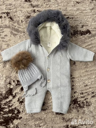 Вязанный комбинезон 0-3 мес