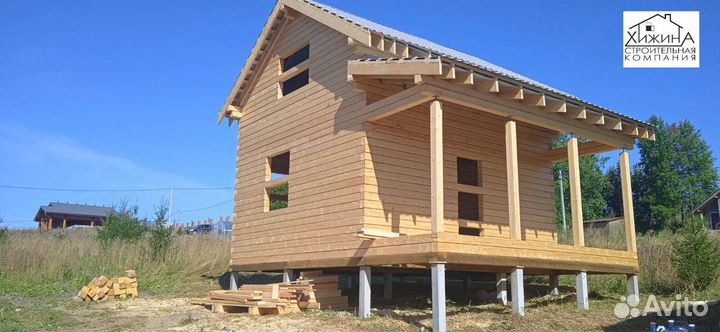 Строительство домов срубов 6х6 из бруса с террасой