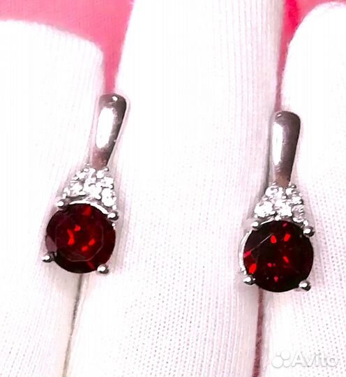 Серьги серебро гранат С292