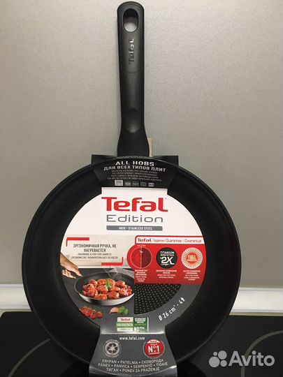 Новая Сковорода Tefal, с крышкой для всех плит