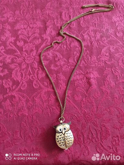 Часики на цепочке - кулон Сова