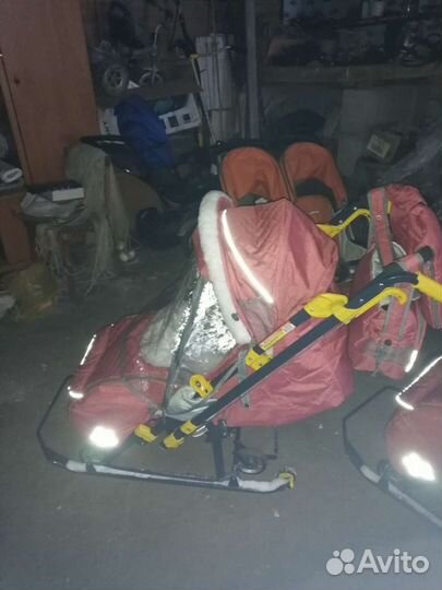 Детские санки коляска с колесами