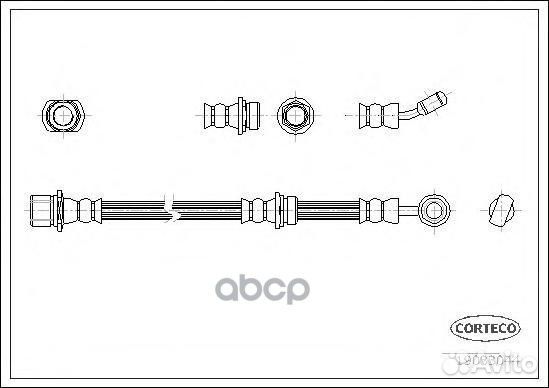 Шланг тормозной зад лев 19033044 Corteco