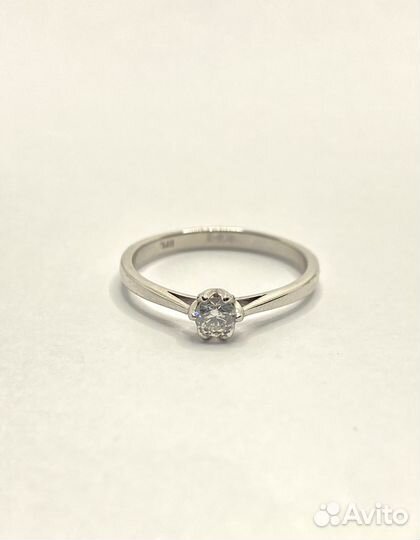 Кольцо из белого золота с бриллиантом EPL(эпл)