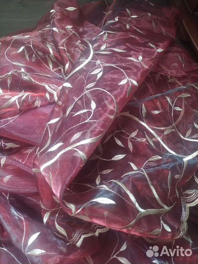 Штора органза тюль 6 метров бордовый