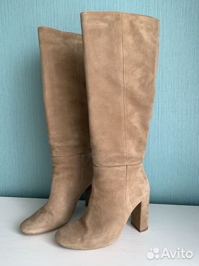 Сапоги бежевые из натуральной замши mango,37